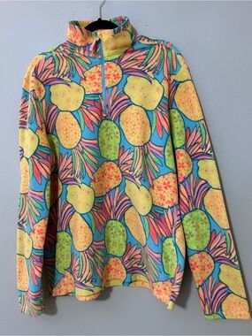Men’s chubbies Fruit Preppy Neon 1/4 Zip Fleece Pullover Size Large